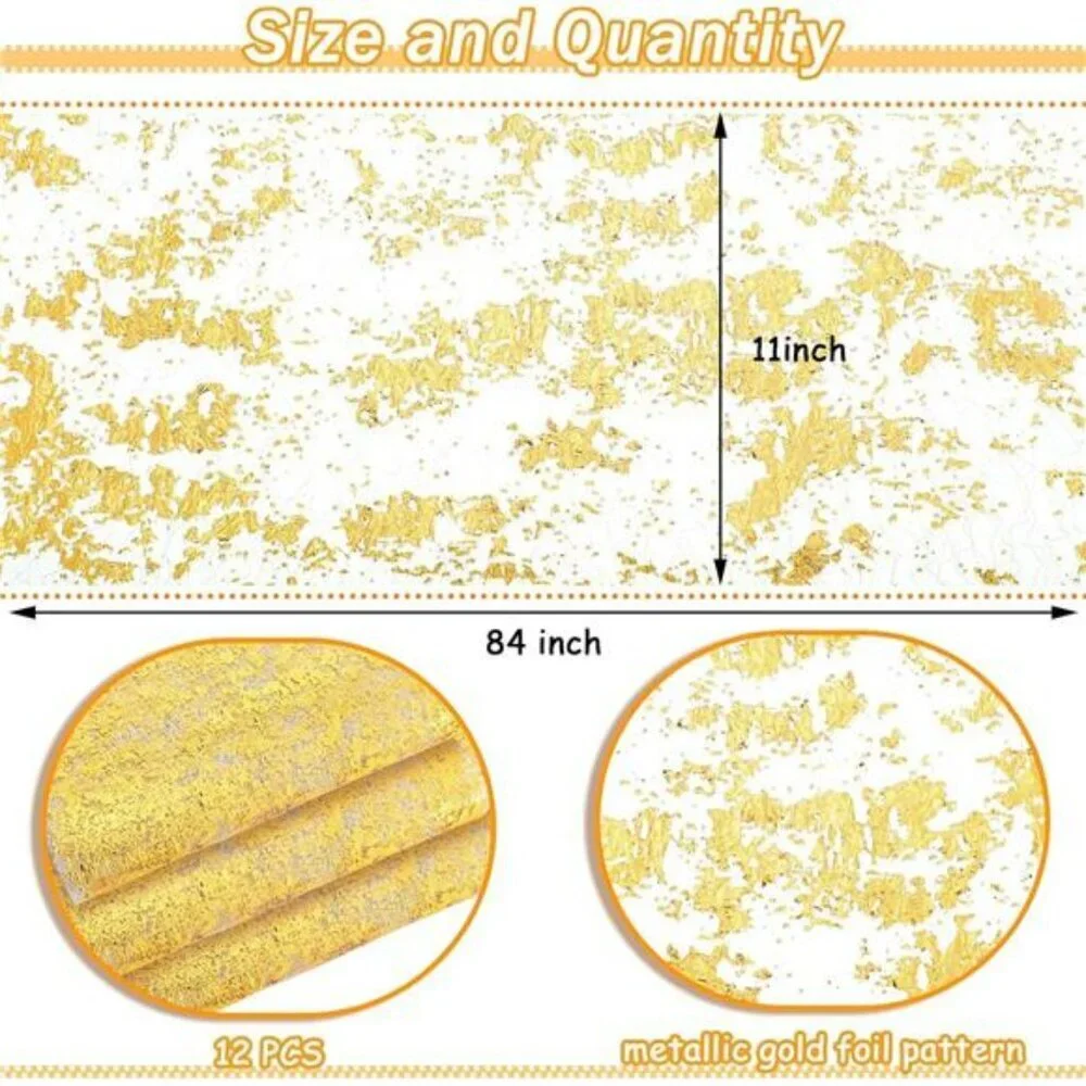 Gold Glitter Table Runner Set 12pcs 11x84 Wedding Baby Shower Birthday Party Dec